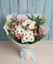 Букет цветов из:  Розы, Лизиантусы и Хризантемы в Унече