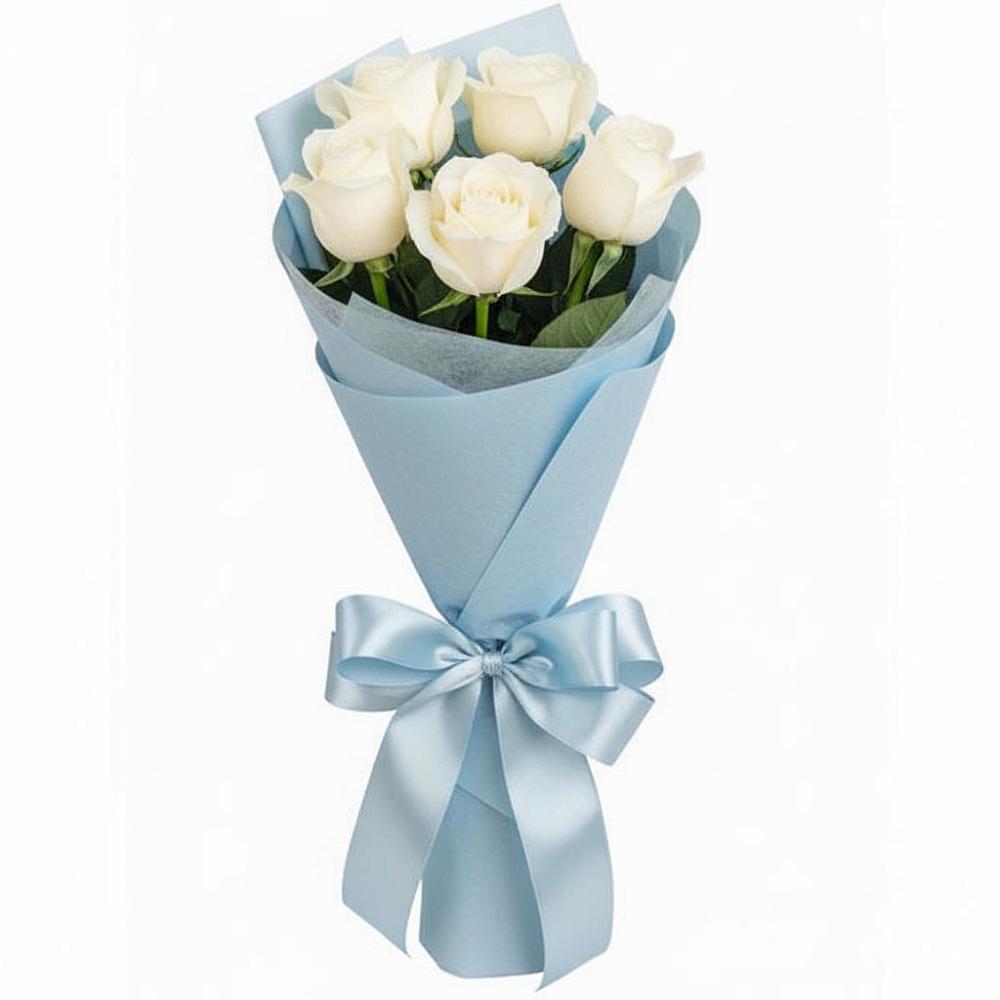 Букет 5 Белых роз Проуд в Унече