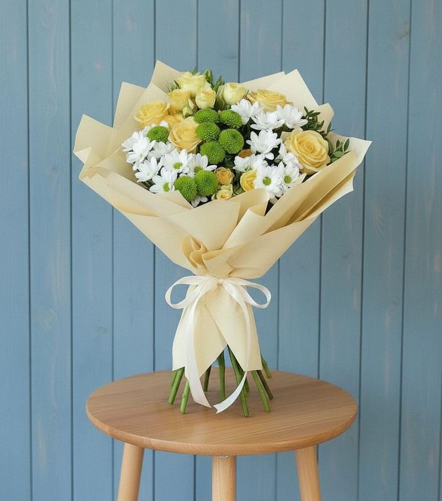 Букет цветов из: Хризантемы и Розы в Унече