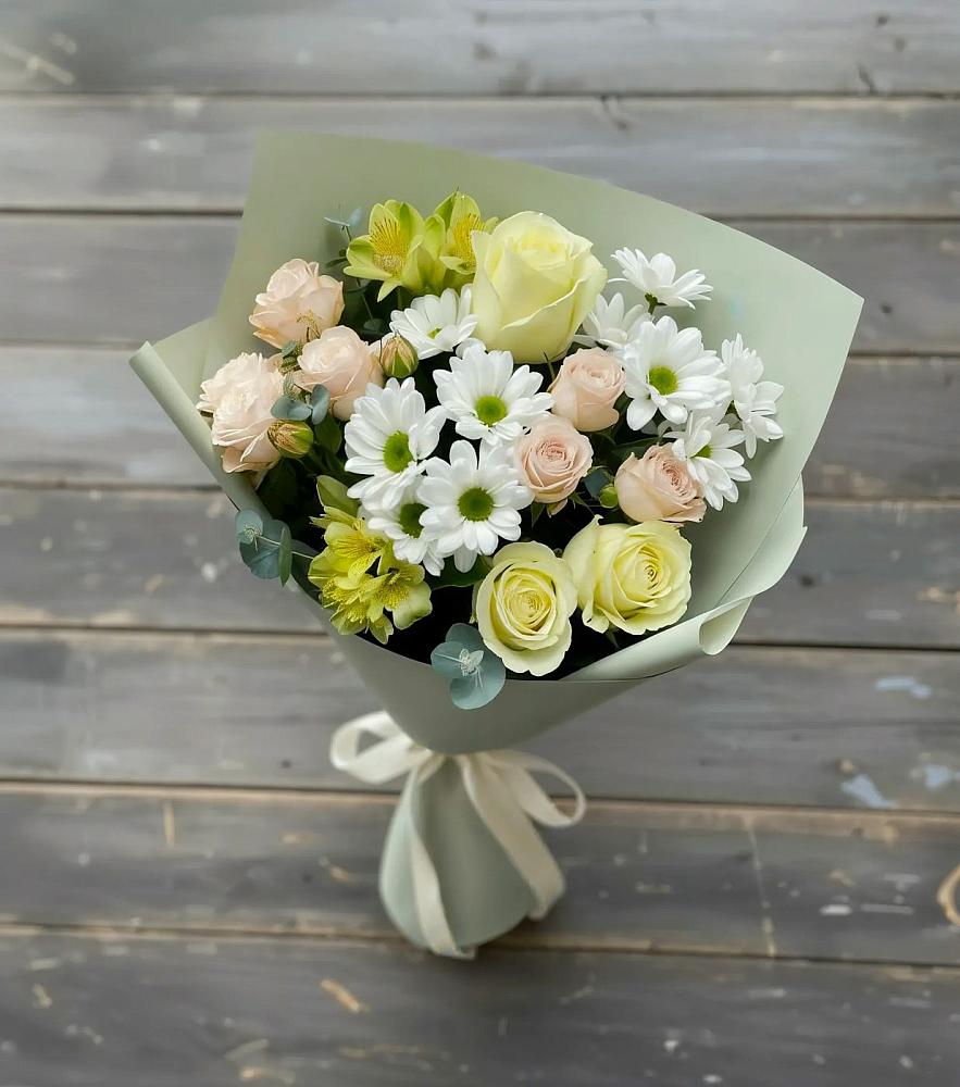 Букет цветов из: Альстромерии, Розы и Хризантемы в Унече