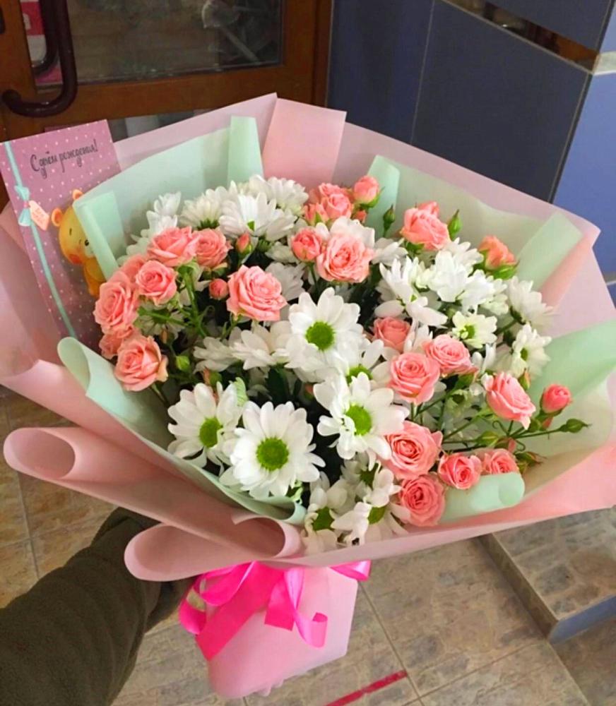 Букет цветов из: Розы и Хризантемы в Унече