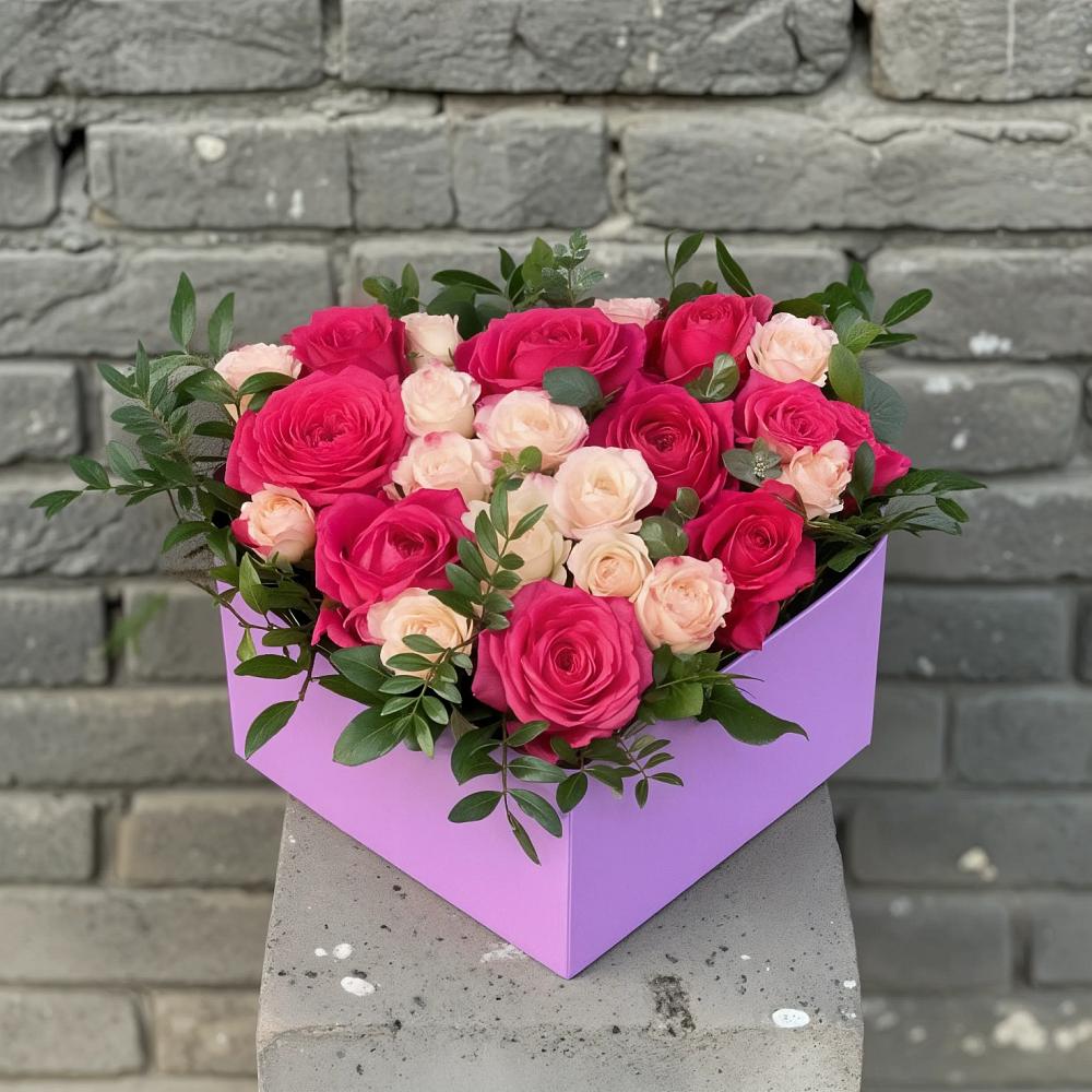 Цветочная композиция из Розы в коробке в Унече