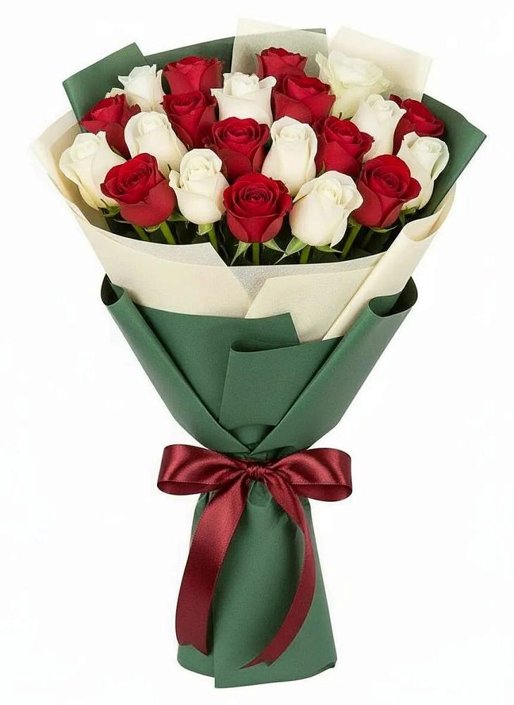 Букет Микс из красных и белых роз в Унече