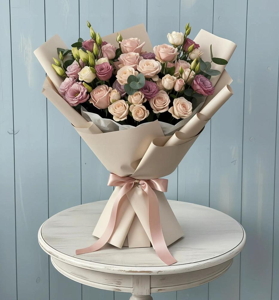 Букет цветов из: Розы и Лизиантусы в Унече