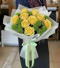 Букет цветов из:  Хризантемы и Розы #REPLACE_PRED# Унече