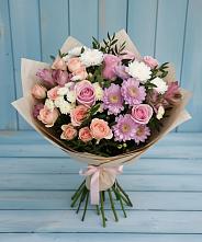 Букет цветов из:  Хризантемы, Розы и Альстромерии в Унече