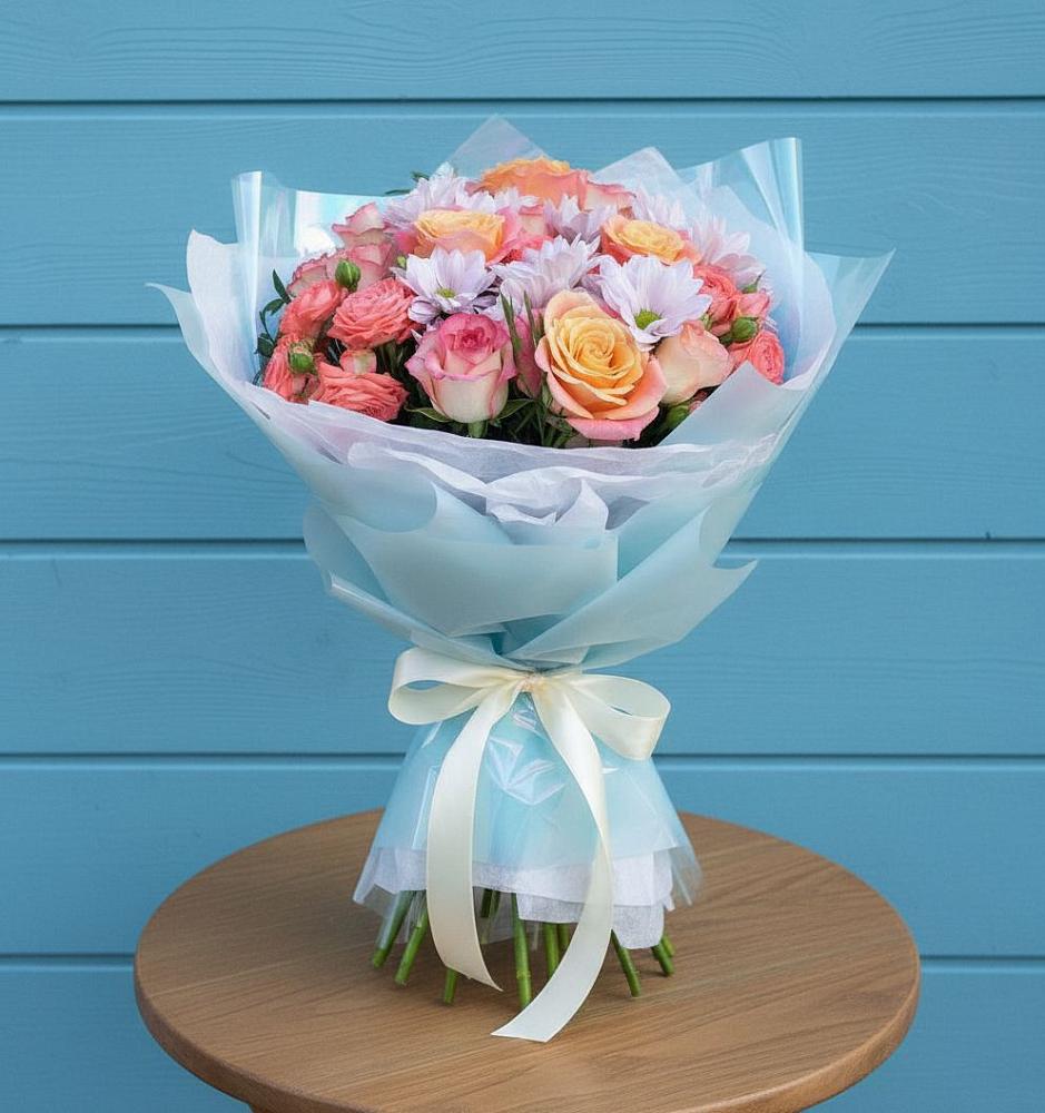 Букет цветов из: Хризантемы и Розы в Унече