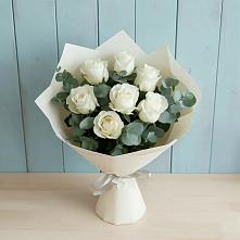 Букет Белые розы в Эвкалипте #REPLACE_PRED# Унече