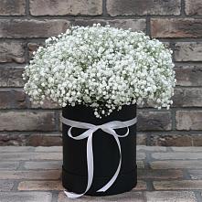 Цветочная композиция из Гипсофила в шляпной коробке в Унече