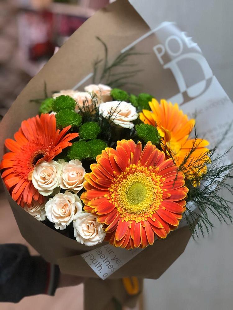 Букет цветов из: Герберы, Хризантемы и Розы в Унече
